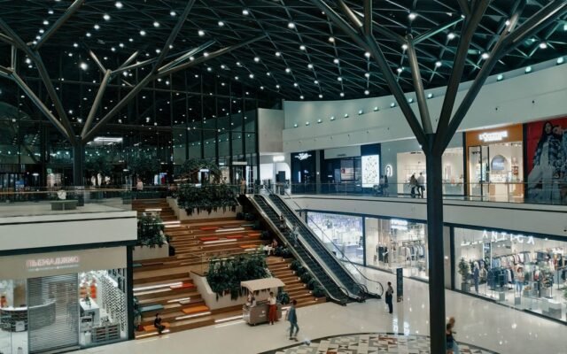 Spacious and contemporary shopping mall featuring trendy shops